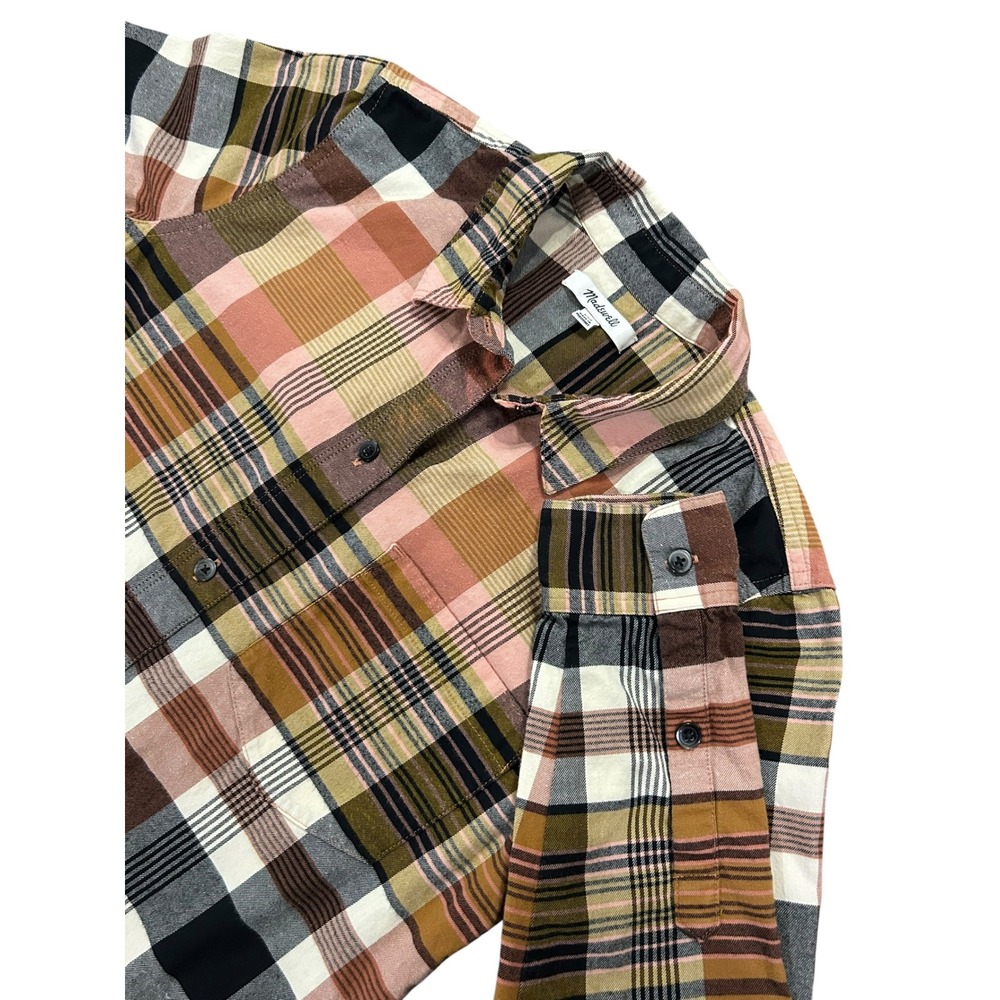 Madewell Plaid Flannel Shirt Button Long Sleeve Dark Academia Indie Sleaze